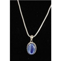 #0074 - 22" STERLING SILVER SAPPHIRE PENDANT &