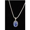 Image 1 : #0074 - 22" STERLING SILVER SAPPHIRE PENDANT &