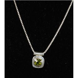 #0036 - 22" STERLING SILVER PERIDOT PENANT &