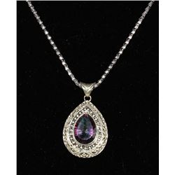 #0073 - 16" STERLING SILVER MYSTIC TOPAZ PENDANT &