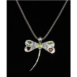 #0064 - 18" STERLING SILVER GARNET & PERIDOT
