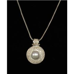#0075 - 20" STERLING SILVER PEARL PENDANT &