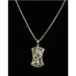 #0038 - 20" STERLING SILVER PERIDOT PENDANT &