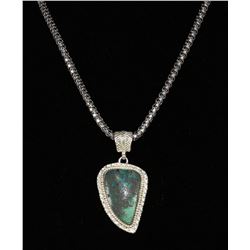 #0064 - 18" STERLING SILVER TURQUOISE PENDANT &