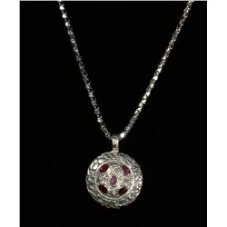 #0066 - 20" STERLING SILVER RUBY PENDANT &