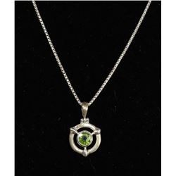 #0039 - 20" STERLING SILVER PERIDOT PENDANT &