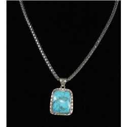 #0055 - 18" STERLING SILVER TURQUOISE PENDANT &