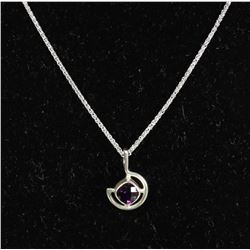 #0010 - 24" STERLING SILVER AMETHYST PENDANT &