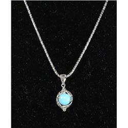 #0001 - 20" STERLING SILVER TURQUOISE PENDANT