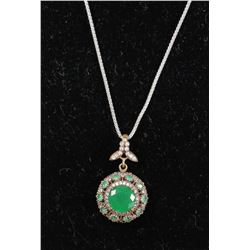 #0007 - 24" STERLING SILVER EMERALD PENDANT &