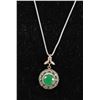 Image 1 : #0007 - 24" STERLING SILVER EMERALD PENDANT &