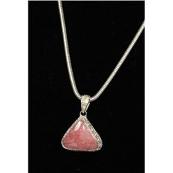 #0059 - 22" STERLING SILVER RUBY PENDANT &