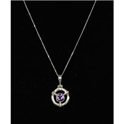 #0014 - 20" STERLING SILVER AMETHYST PENDANT &
