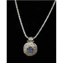 #0056 - 24" STERLING SILVER AQUAMARINE PENDANT &