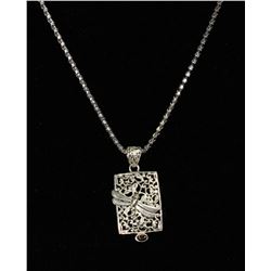 #0057 - 18" STERLING SILVER PERIDOT PENDANT &