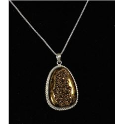 #0003 - 16" STERLING SILVER DRUZY PENDANT &