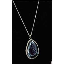 #0001 - 22" STERLING SILVER DRUZY PENDANT &