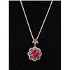 Image 1 : #0013 - 20" STERLING SILVER RUBY PENDANT &