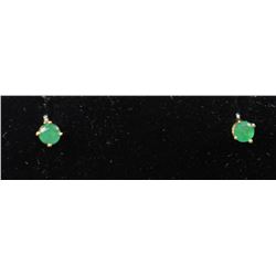 #0172 - 14K YELLOW GOLD EMERALD EARRINGS