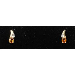 #0160 - 10K YELLOW GOLD CITRINE & DIAMOND(0.01CT)