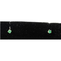 #0188 - 14K YELLOW GOLD EMERALD EARRINGS