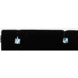 #0182 - 14K YELLOW GOLD BLUE TOPAZ EARRINGS