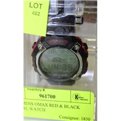 NEW MENS OMAX RED & BLACK DIGITAL WATCH