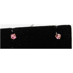 #0182 -14K YELLOW GOLD PINK TOPAZ(0.68CT) EARRINGS