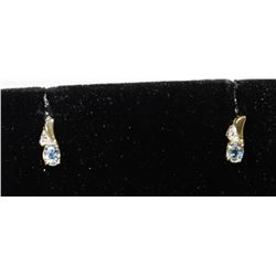 #0163 -10K WHITE GOLD AQUAMARINE & DIAMOND(0.01CT)