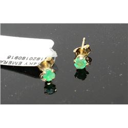 #0190 - 14K YELLOW GOLD EMERALD STUD EARRINGS
