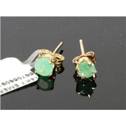 #0195 - 14K YELLOW GOLD EMERALD EARRINGS