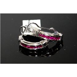 #0164 - 10K WHITE GOLD RUBY EARRINGS