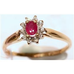 10KT GOLD RUBY DIAMOND RING W/ COA