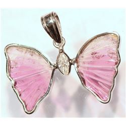 14KT GOLD TOURMALINE DIAMOND PENDANT W/ COA