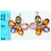 Image 2 : 14KT GOLD SAPPHIRE, DIAMOND EARRINGS W/ COA