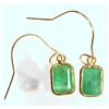 Image 2 : 14KT GOLD EMERALD EARRINGS W/ COA