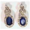 Image 1 : SS SAPPHIRE, DIAMOND EARRINGS W/ COA