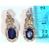 Image 2 : SS SAPPHIRE, DIAMOND EARRINGS W/ COA