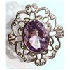 Image 1 : SS AMETHYST BROOCH-PENDANT W/ COA