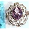 Image 2 : SS AMETHYST BROOCH-PENDANT W/ COA