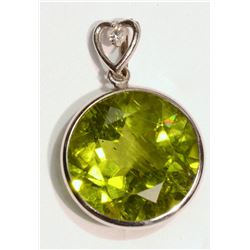 14KT GOLD PERIDOT, DIAMOND PENDANT W/ COA