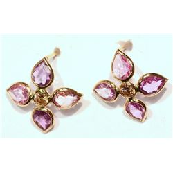 14KT GOLD SAPPHIRE, DIAMOND EARRINGS W/ COA