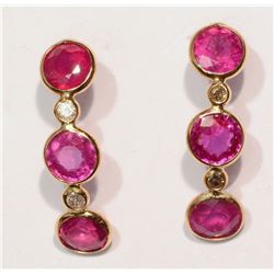 14KT GOLD RUBY, DIAMOND EARRINGS W/ COA