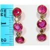 Image 2 : 14KT GOLD RUBY, DIAMOND EARRINGS W/ COA