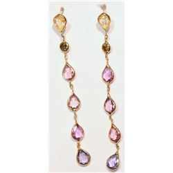 14KT GOLD SAPPHIRE, DIAMOND EARRINGS W/ COA