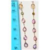 Image 2 : 14KT GOLD SAPPHIRE, DIAMOND EARRINGS W/ COA