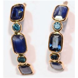 14KT GOLD SAPPHIRE, DIAMOND EARRINGS  W/ COA