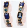 Image 1 : 14KT GOLD SAPPHIRE, DIAMOND EARRINGS  W/ COA