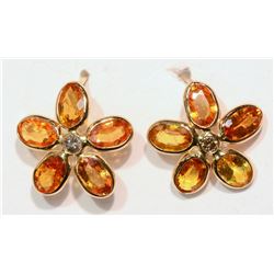 14KT GOLD SAPPHIRE, DIAMOND EARRINGS W/ COA