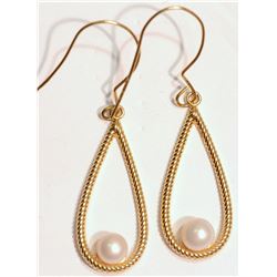 18KT GOLD PEARL EARRINGS W/ COA